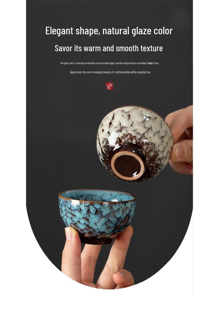 Ceramic Tea Cup Set: Master Kiln Change, Six Colors, Tea Tasting Gift Box, Souvenir & Business Gift.