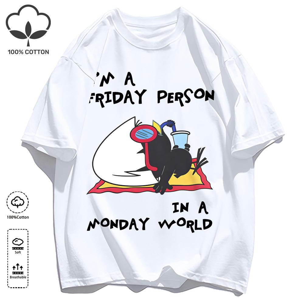 Sleeping In A Monday World Printing Retro Unisex T-Shirts Loose Cotton T Shirt Trendy Summer Tee Unisex Fashion Sports Clothes