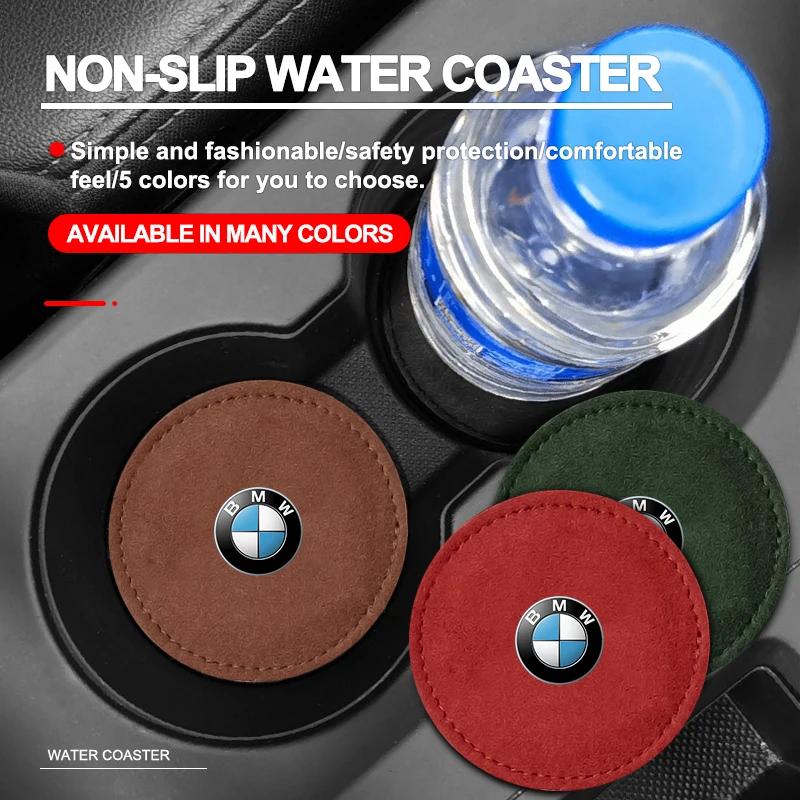 1/2 st Bil Mugghållare Pad PU Läder Fack Halkfri Underlägg Matta För BMW 50th F30 F10 E90 F20 E46 E60 E70 E39 E36 E87 X6 E30 Z3 Z4