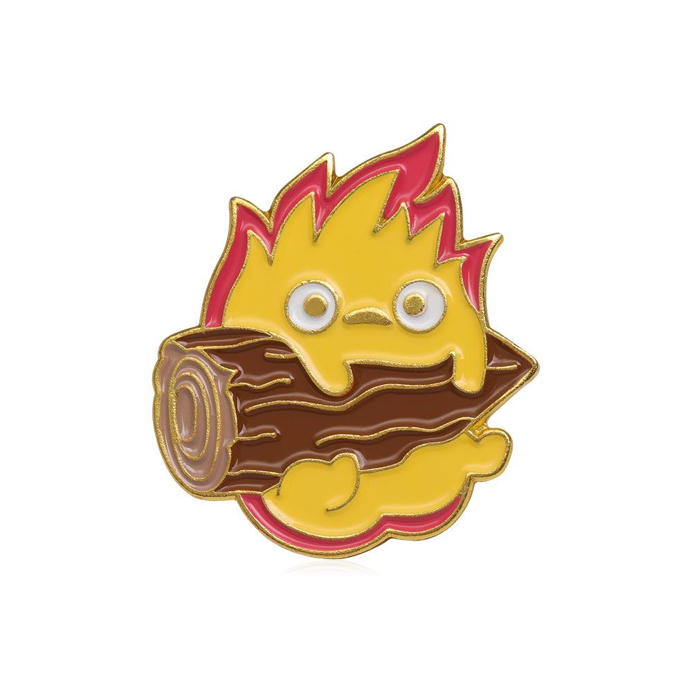 Calcifer Fire Sprite Enamel Pin - Japanese Game Cartoon Lapel Brooch