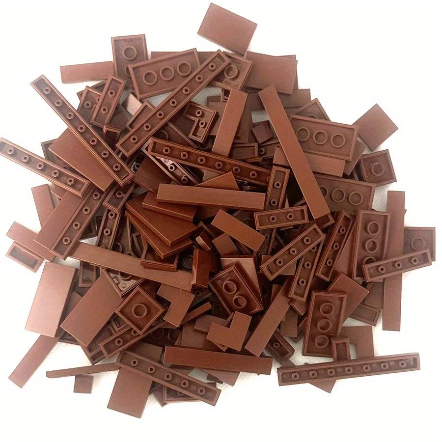 150Pcs Bulk Smooth Flat Plate Building Block 1x1 1x2 1x6 Dots Thin Tile Bricks For Kid Toy Mixed Particle Compatible Brand