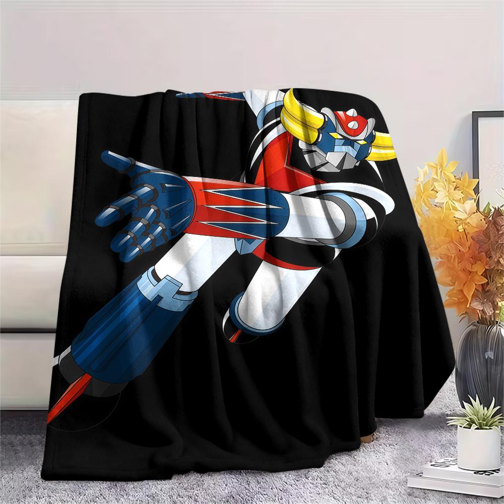 1PC Grendizer Goldorak Print Flannel Blanket, High quality Comfortable for All Seasons, Home Decor, Warmth and Comfort, Perfect for Christmas Gifts