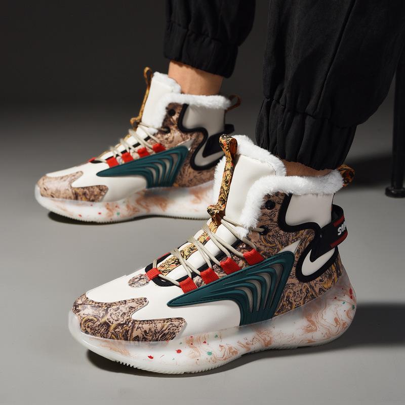 Winter Large Size High Top Dad Shoes Men's Country Morning Wind Popcorn Coconut Shoes Velvet Large Cotton Warm Cold Snow Boots