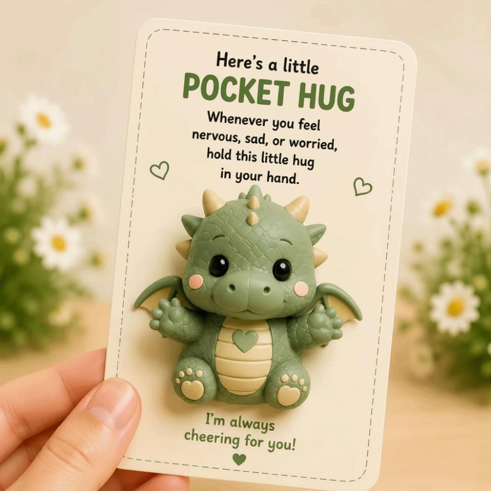 Thoughtful Plastic Animal Ornaments Resin Pocket-Sized Pocket Hug Gifts Inspirational Card Inspirational Card For Pet Lovers