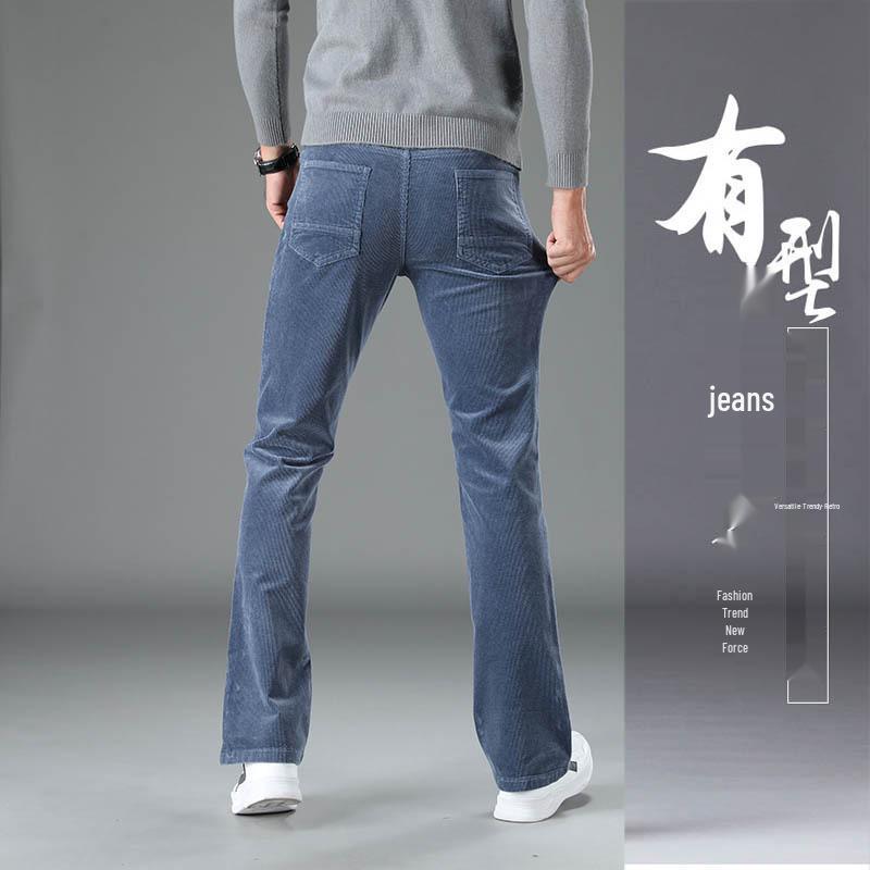 Men's Spring & Autumn Flared Corduroy Pants – Korean Style, Stretch Slim Fit