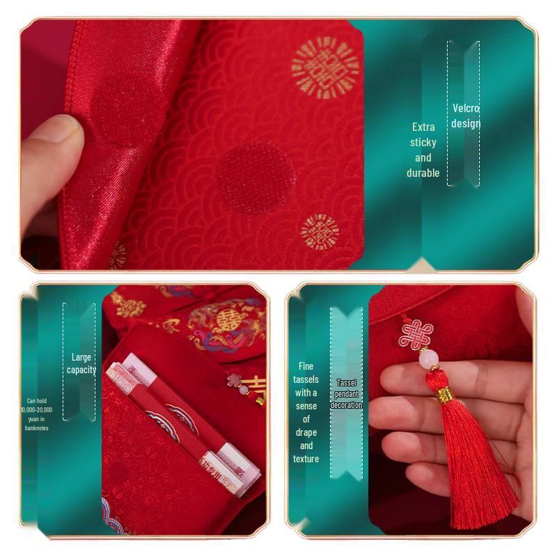 2025 Red Envelope Wedding Happiness Bag - Festive Character Design for Special Occasions