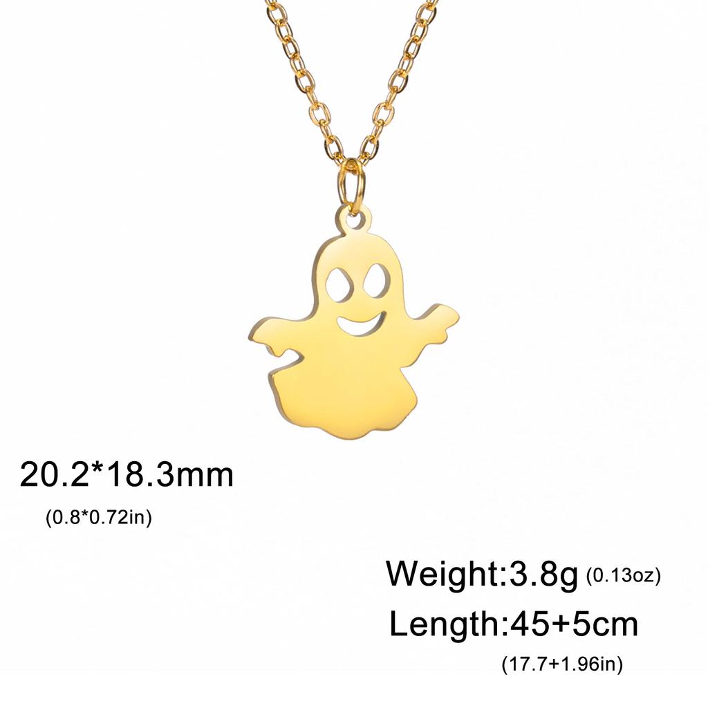 Teamer Pumpkin Ghost Halloween Stainless Steel Pendant Necklace For Women Man Handmade Design Fashion Jewelry Gift 2026 New