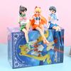 12CM Anime Sailor Moon Action Figure Beautiful Girl Water Ice Moon Pluto Yellow Hair Kawaii Sitting Collectible Model Toy