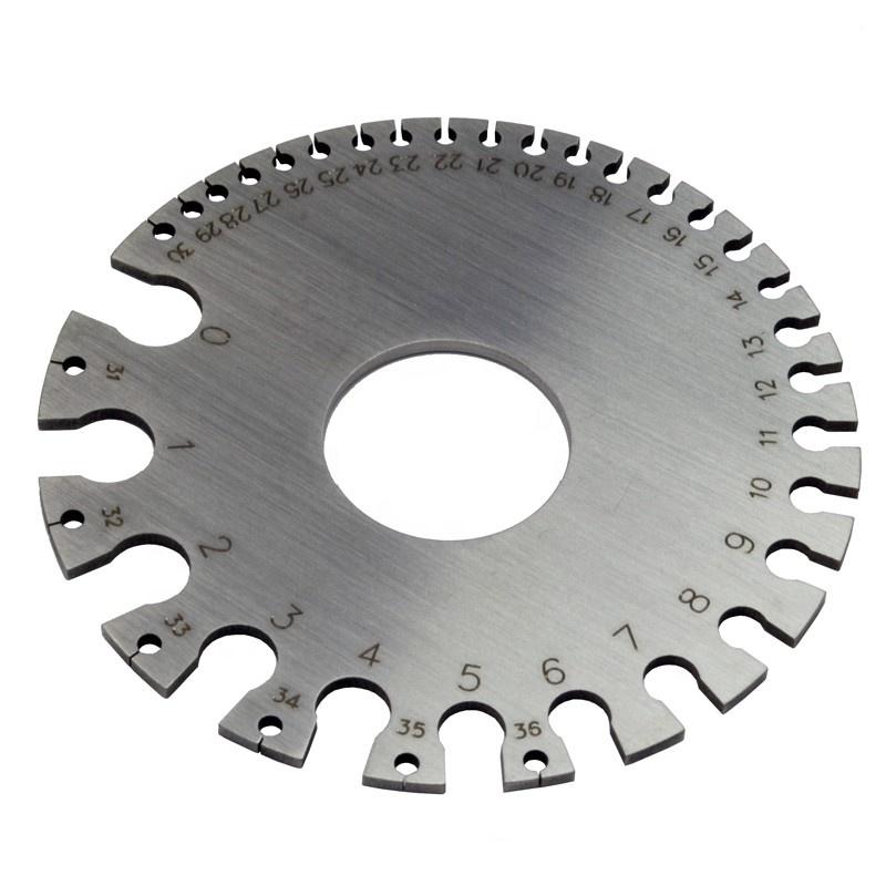Stainless Steel 0-36 Round AWG SWG Wire Gauge Thickness Measuring Sheet Diameter Metal Machinist Measurement 0-36mm серебряный