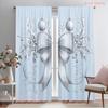 2pcs,2D Plane Printing Curtains Roller Blinds Christmas Bow Holly Ornaments (2) Versatile Fabric (without Rod) Art Deco Festive