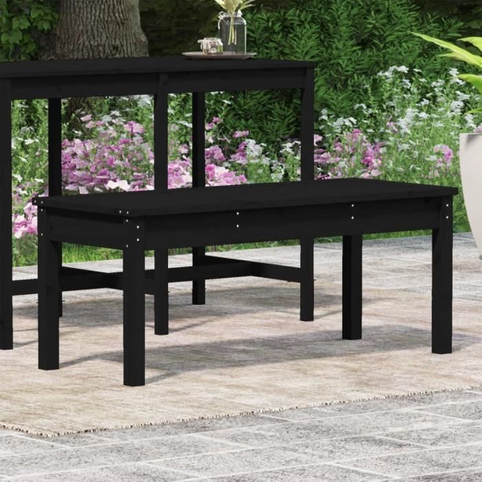 VidaXL Banc de jardin noir 109x44x45 cm bois massif de pin 824008