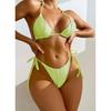 Seksowne pomarszczone brazylijskie bikini wiązane na szyi damski strój kąpielowy damskie stroje kąpielowe dwuczęściowy zestaw bikini kąpiący strój kąpielowy Swim Lady