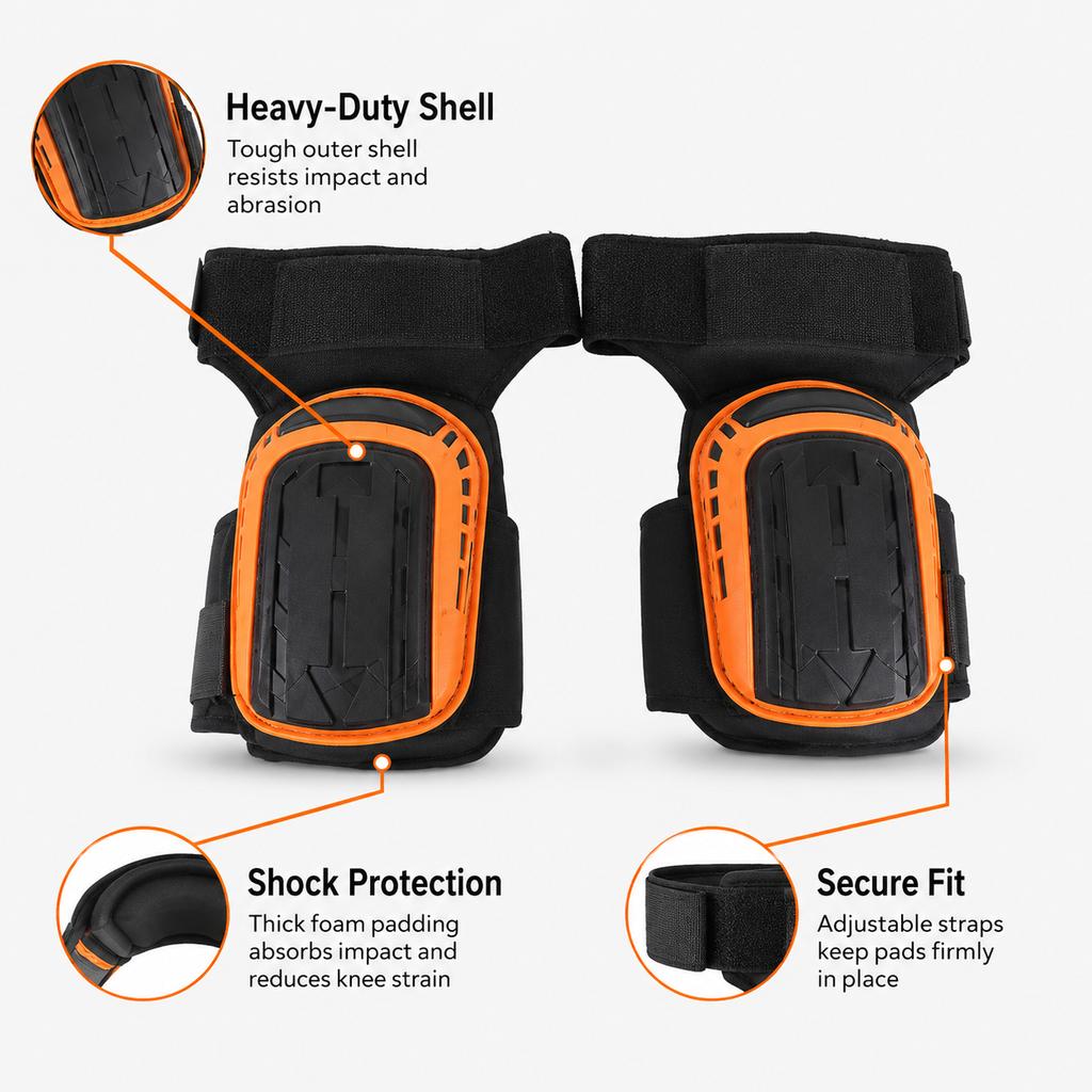 Heavy Duty Knee Pads 1 Pair Adjustable Anti Slip Work Knee Protectors Soft Foam Padding for Construction Flooring Gardening Jobs