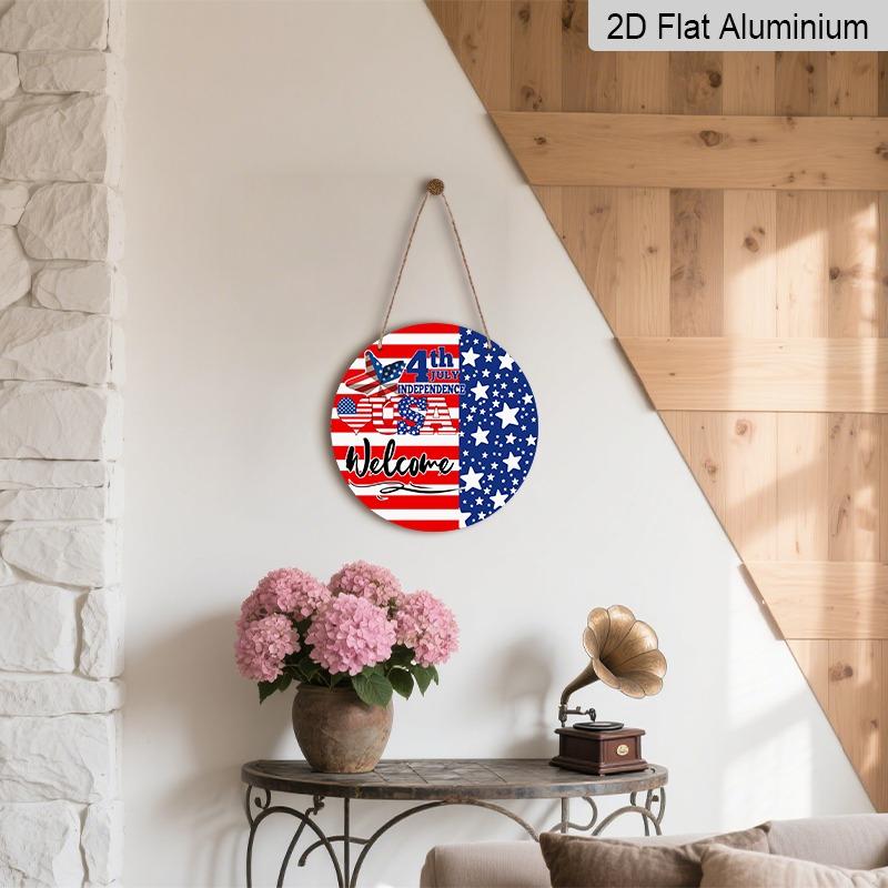 2D Flat Retro Aluminum Wall Stickers In Various Sizes. Independence Day Theme, Fourth of July American Flag, USA Door Decoration/welcome Sign. Ideal