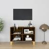 VidaXL TV Cabinet with Solid Wood Legs Smoked Oak 69.5x30x50 Cm