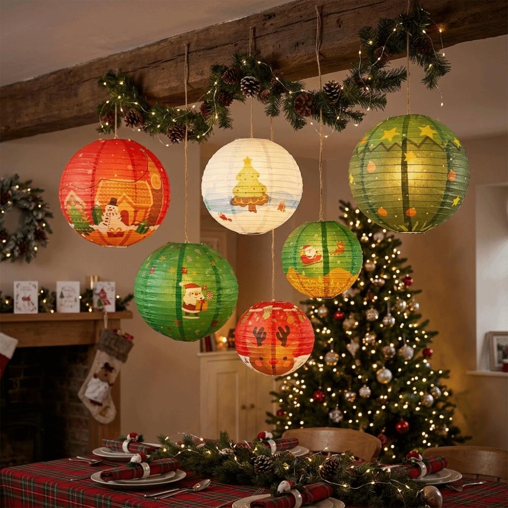 Xmas Decoration Christmas Paper Lantern DIY Festival Lanterns Folding Lantern Ball Party Supplies