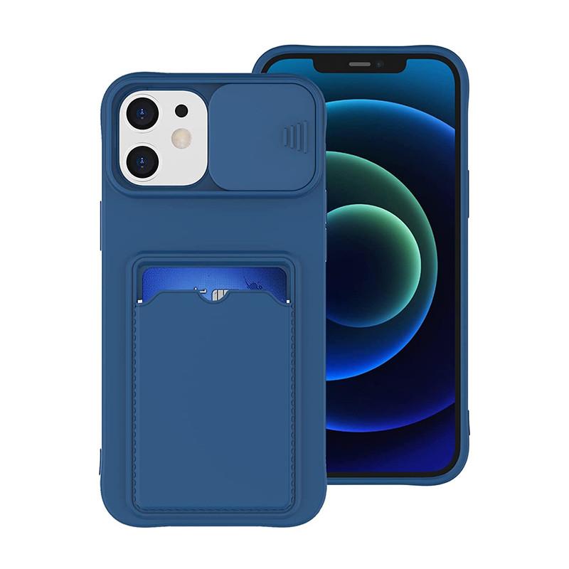 Schiebekamera-Schutz Brieftaschenhalter Kartenfach Handyhülle Für iPhone 16 15 14 Pro Max Plus Weiches Silikon Stoßfester Bumper