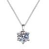 Women's 2 Carat Faux Moissanite Necklace: Six-Prong Diamond Pendant, Classic Luxury Clavicle Chain