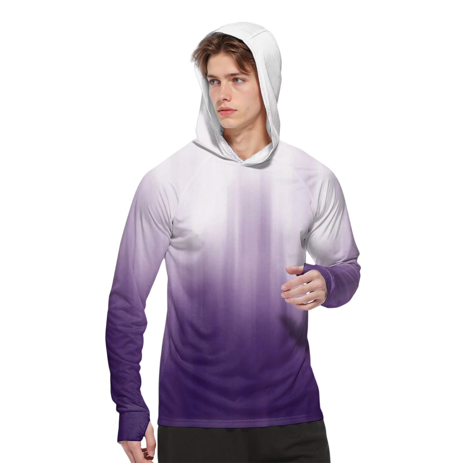 

Мужская модная рубашка с длинным рукавом с принтом и капюшоном SPF/UV L белый