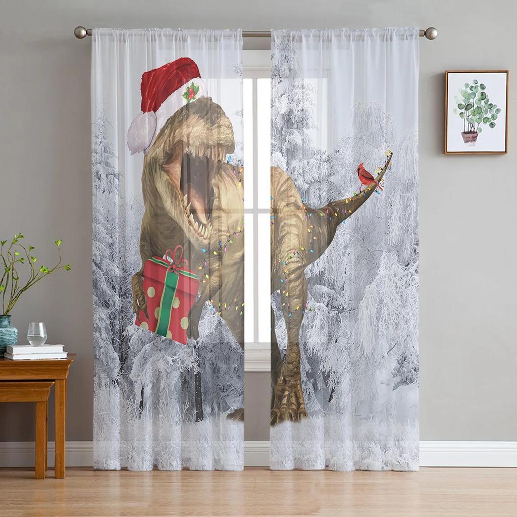Panda Forest Funny Tulle Window Curtain for Livingroom Printed Sheer Curtain Home Decor Window Panels Chiffon Drapes