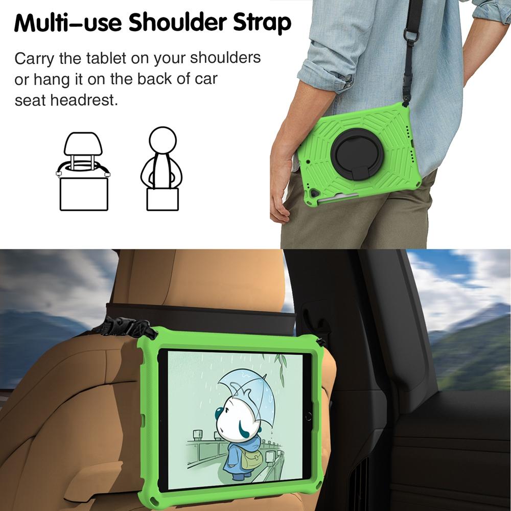 Pro Apple iPad 10.2 2019 2020 2021 7. 8. 9. generace A2197 A2270 A2602 A2604 Pouzdro EVA Bezpečné pro děti Tahací kroužek Nárazuvzdorný Ramenní popruh Stojan Kryt na tablet