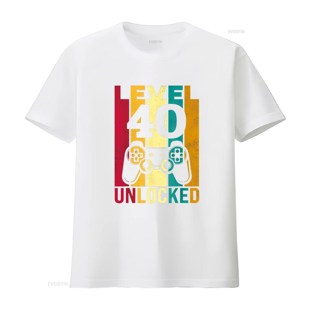 Funny Level 40 Unlocked Him Men BDay Turning 40th Birthday T Shirt vintage Washed Stylish fashion Unisex Comfortable homme