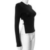 Modisches langärmliges rückenfreies sexy T-Shirt für Damen, modisch, Slim Fit, Basis, Schnürung, schwarze T-Shirts für Damen, Frühling und Herbst, Street-Casual-T-Shirt, Tops 25553