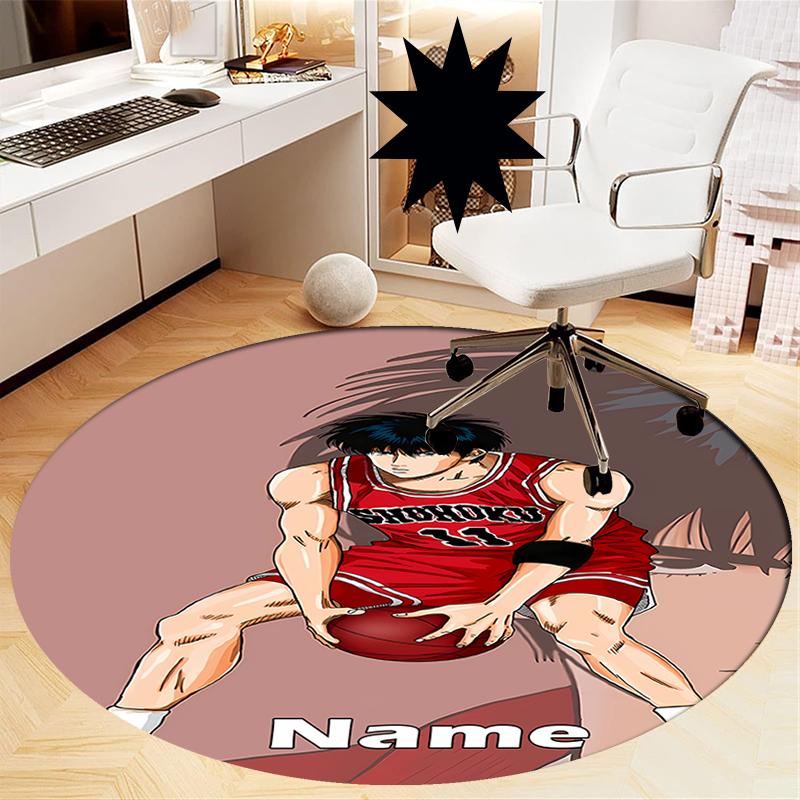 Custom Name Slam Dunk Printed Round Rug Carpet Chair Rug Area Rug Entryway Doormats,for Office Chair Living Room Bedroom Kitchen Room.