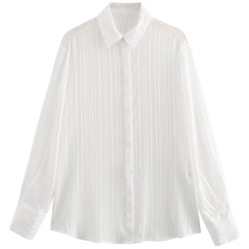 Fashion Style 2024 Summer New Women's Clothing Color Line White Long Sleeves Stripes Shirt 3371348 251