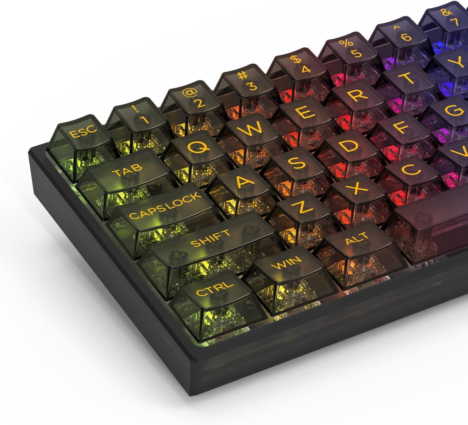 

132 Keys Transparent Keycaps Backlit PC Material Keycaps Universal Cherry MX Switch Mechanical Keyboard 61/64/87/104/108 (Black)