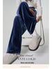 Spring Women's Retro Velvet Wide-Leg Pants - Loose, Casual, High-End, 400g