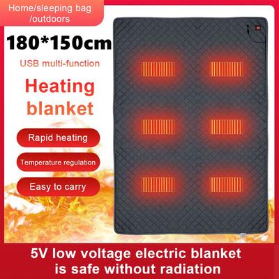 Heated Sleeping Bag Pad 3 Gears Smart Heating Sleeping Pad 6 Heating Zones Electric Heating Blanket for Home Office Car Fishing