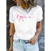 Women's Pink Bowknot Geometric Letter Print T-Shirt Casual Crew Neck Short Sleeve Everyday Tee