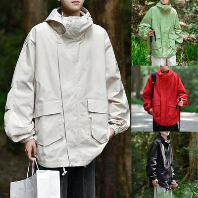 Men's Casual Sports Jacket Waterproof Lightweight Hooded  Hiking Golf Raincoats With  Pockets