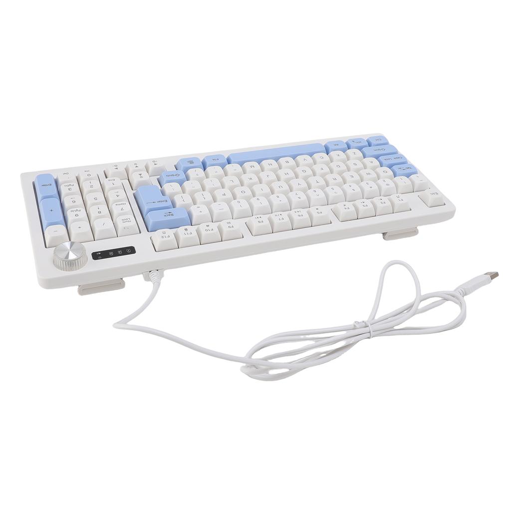 Keyboard 93 Keys Dynamic RGB Backlit Ergonomic Design Wired Gaming Keyboard with Volume Knob for