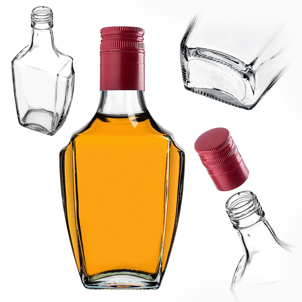 KADAX Glasflasche für Likör 250ml mit langem Schraubverschluss 5 Stück