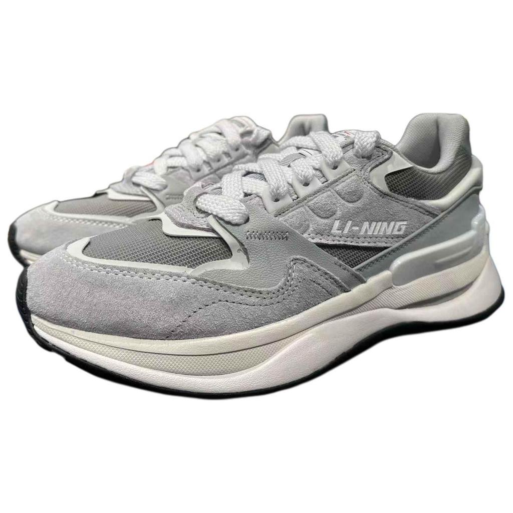 Li Ning 001 Original V2 Thick Sole Height Increasing Shock Absorbing Wear Resistant Low Top Casual Shoes Men Sneaker Gray AGCU061-4