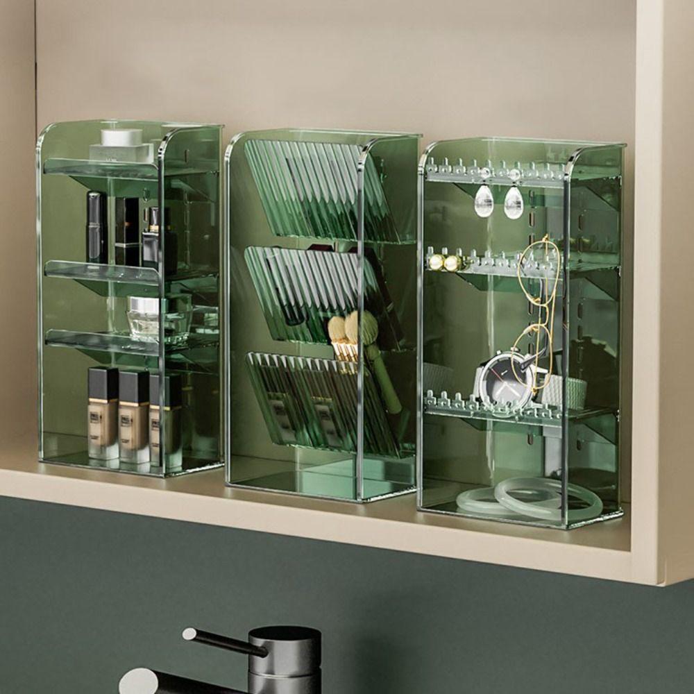 Vertical Clear Makeup Organizer Transparent Lipstick Storage Box Makeup Shelf Cabinet Organizer