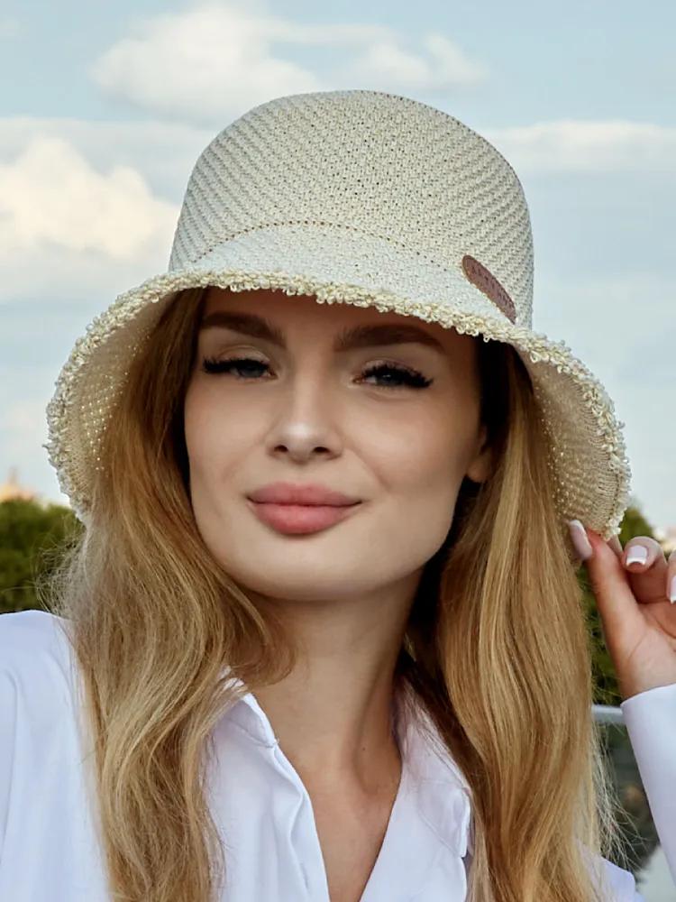 Women's Summer Knitted Straw Bucket Hat - Breathable Frayed Edge Sun Hat, UV Protection Casual Fisherman Cap for Beach Travel