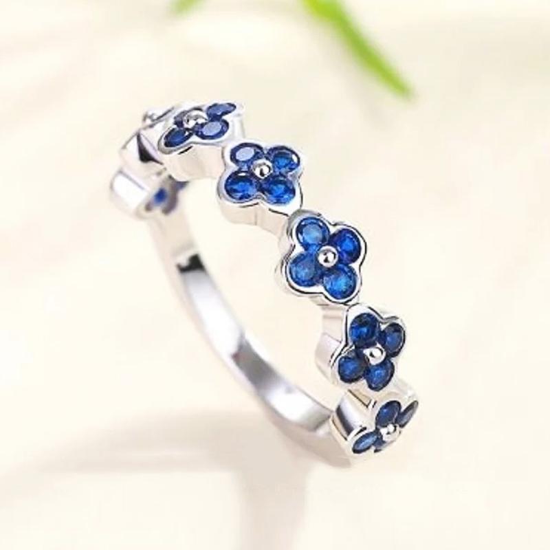 

CAOSHI Chic Bright Blue Flower Finger Ring Lady Delicate Daily Wearable Zircon Fashion Design Accessories for Engagement Party 6