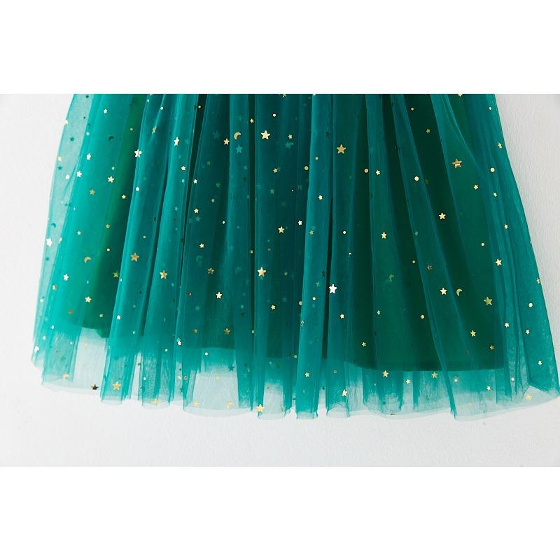 New Christmas Dress Stars Moon Strapless Dress Princess Mesh Shaggy Dress Children's Halter Dress Holiday Dress