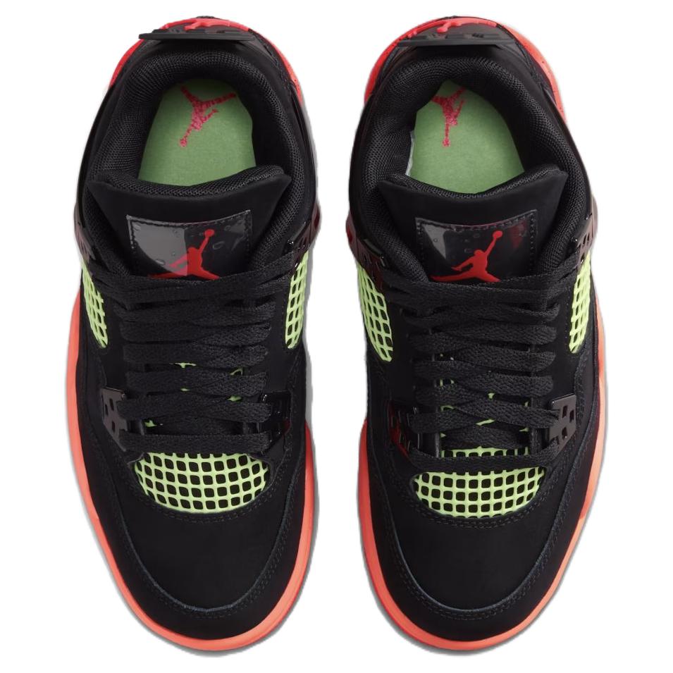 Air Jordan 4 Retro GS Black Infrared Kids Sneakers Infrared-23-Bright-Mango-Barely-Volt-White II1271-001