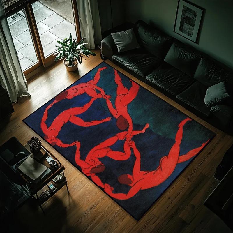 Abstract Figure Pattern Carpet Red Characters Dynamic Scene Design Large Area Rugs for Lounge Washable Soft Floor Mat Home Decor
