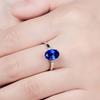 BELLA BOX Ovaler blauer Saphir-Stein für Damen, Verlobungsring, Silber, Damen-Party-Edelstein-Schmuck