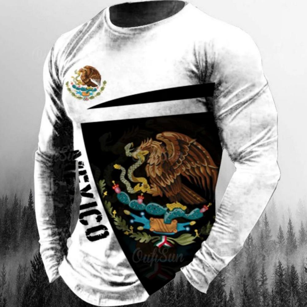 Módní trička s mexickou vlajkou Mexiko 3D potisk Pánské Dámské Tričko s dlouhým rukávem Streetwear Oversized Harajuku Dětská trička Top Oblečení