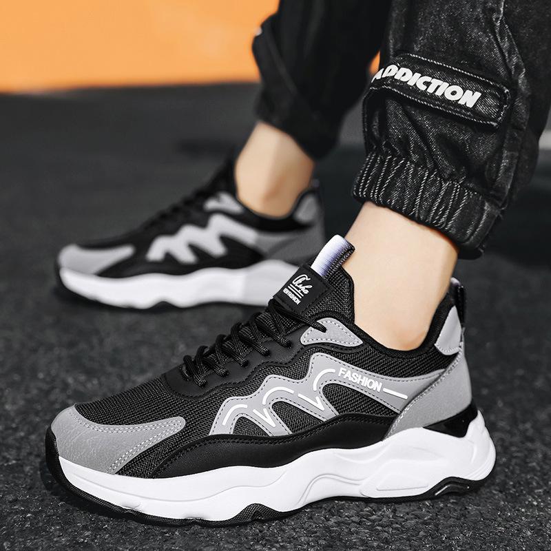 Men's Shoes New Men's Spring Mesh Breathable Casual Sports Running Shoes Fashionable and Lightweight Platform Dad Shoes