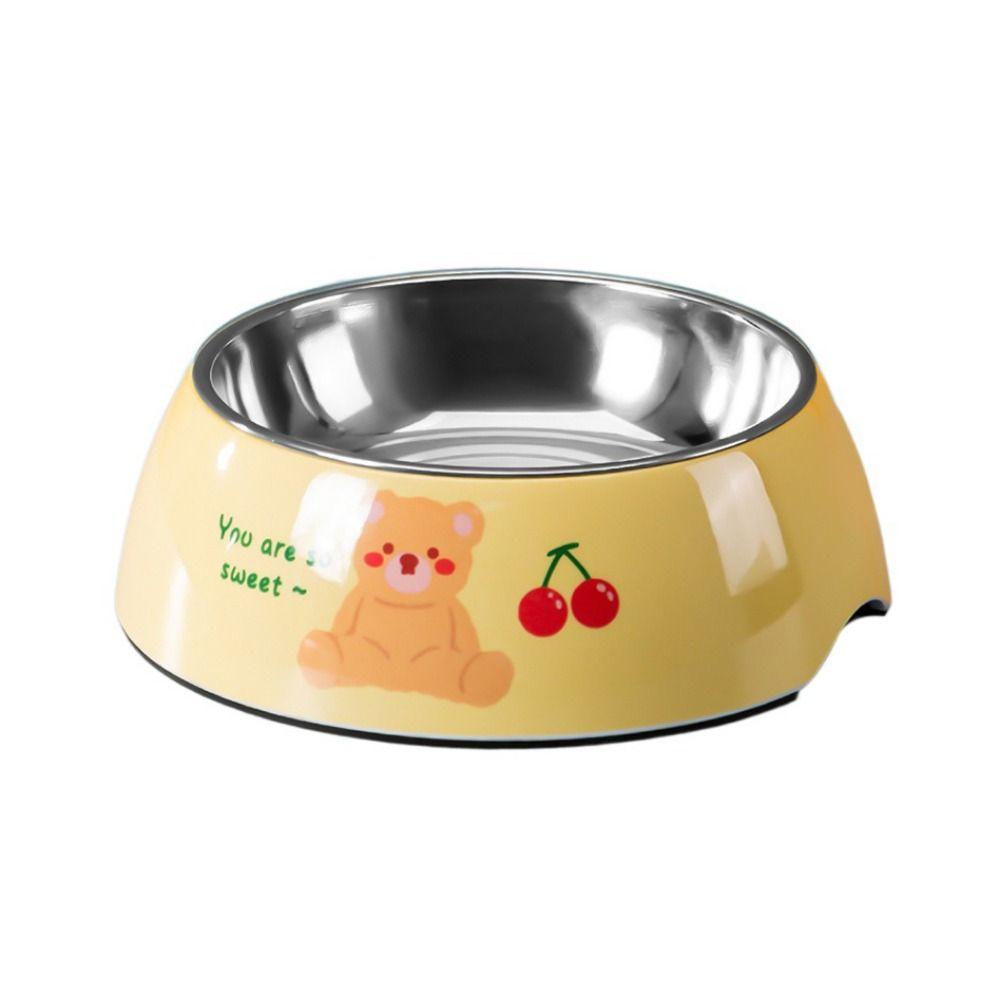 

Anti Rollover Stainless Steel Pet Bowl Cartoon Dog Non Slip Bowls For Dogs Cats S жёлтый