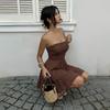 2026 Elegant Strapless Ruched Mini Dress: European & American Sleeveless, Backless Summer Style for Women