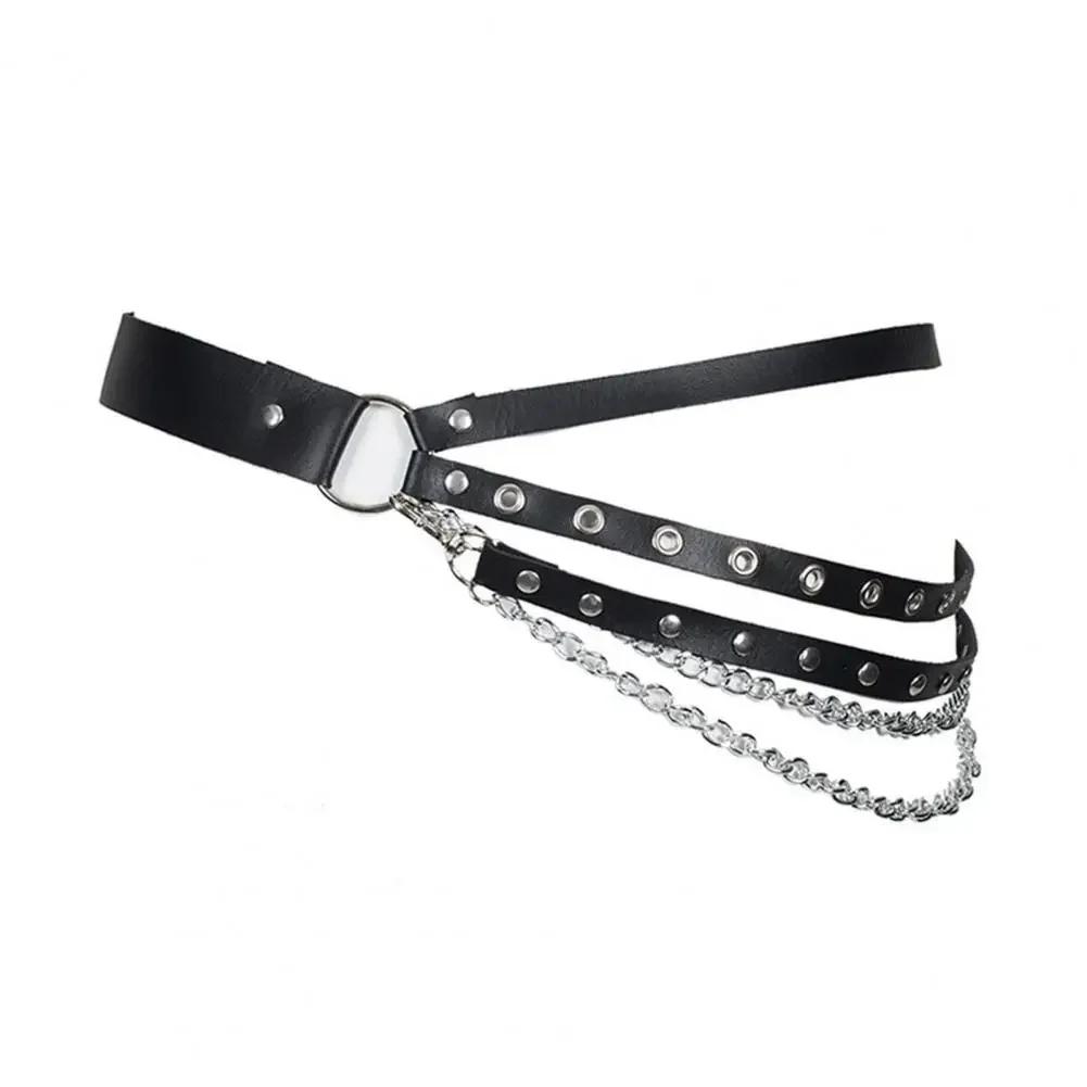 Chic Lady Club Belt Rivet Decorative Adjustable Stage Show Women Fashion Belly Belt Chain Street Style Belt With Chain Gothic