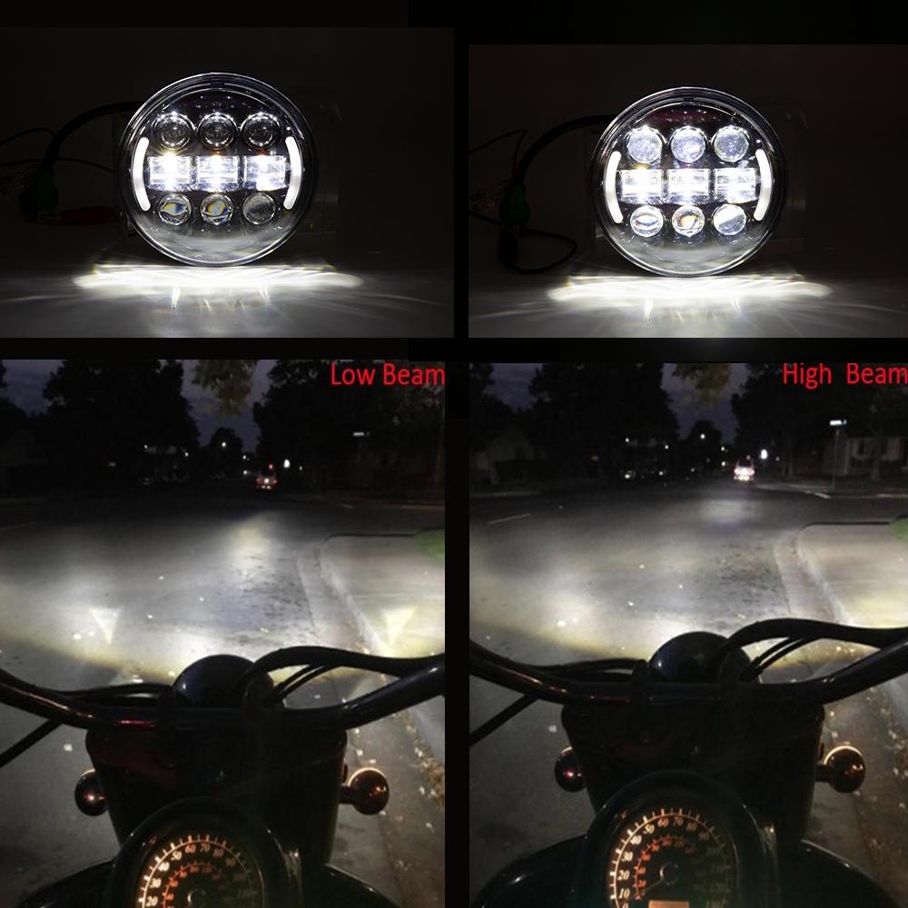 5,75 Zoll runder LED-Scheinwerfer mit Halo-Ring DRL, bernsteinfarbenem Blinker für Honda Shadow Aero Phantom VLX 600 750 VT 1100 1300 1800